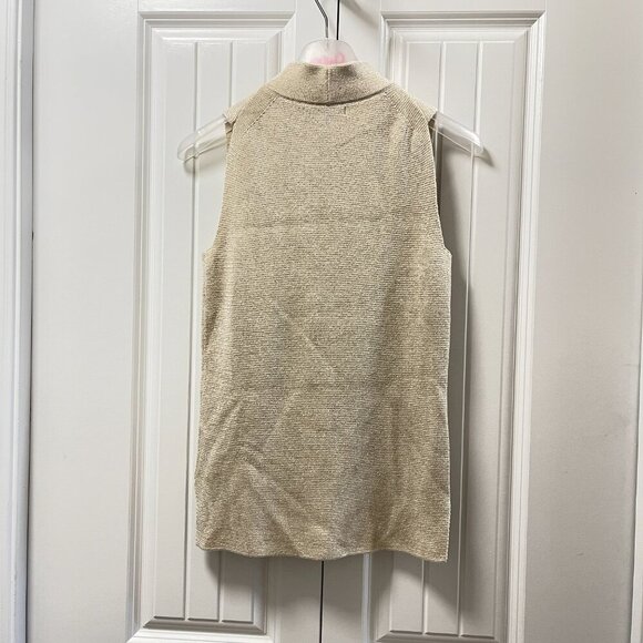 Banana Republic Sleeveless Shimmer Mock Neck Knit Top Beige – XS - Picture 5 of 9